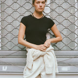 Ozma Raw Silk Lou Tee in Black SIZE SMALL [PRELOVED]