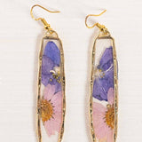 Purple Daisy Flower-Pressed Earrings