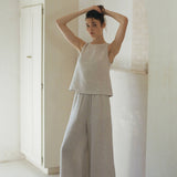 Linen Grey Wide Leg Pants