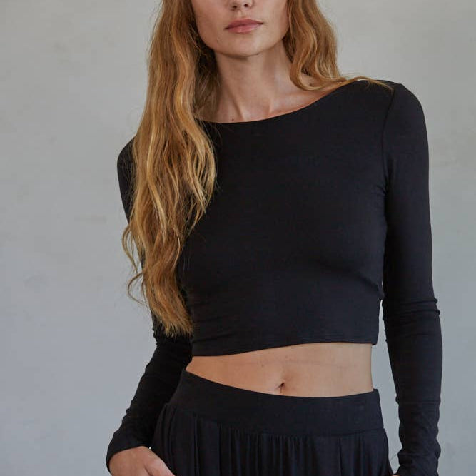 Jersey Long Sleeve Crop Top