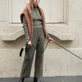 Ozma of California GREEN Mock Neck Ribbed Pant Sweater Set SIZE XS {PRELOVED}