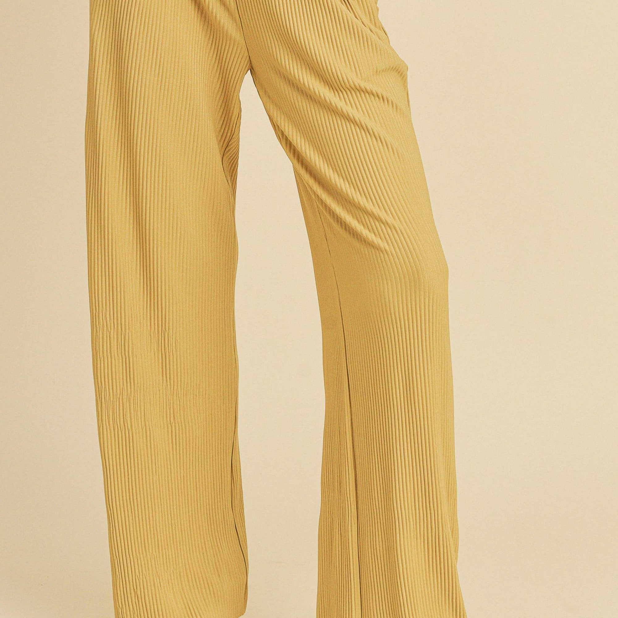 Yellow Ribbed Lounge Bottoms