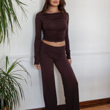 SORA Fold Over Straight Leg Leggings Casual Lounge Pants