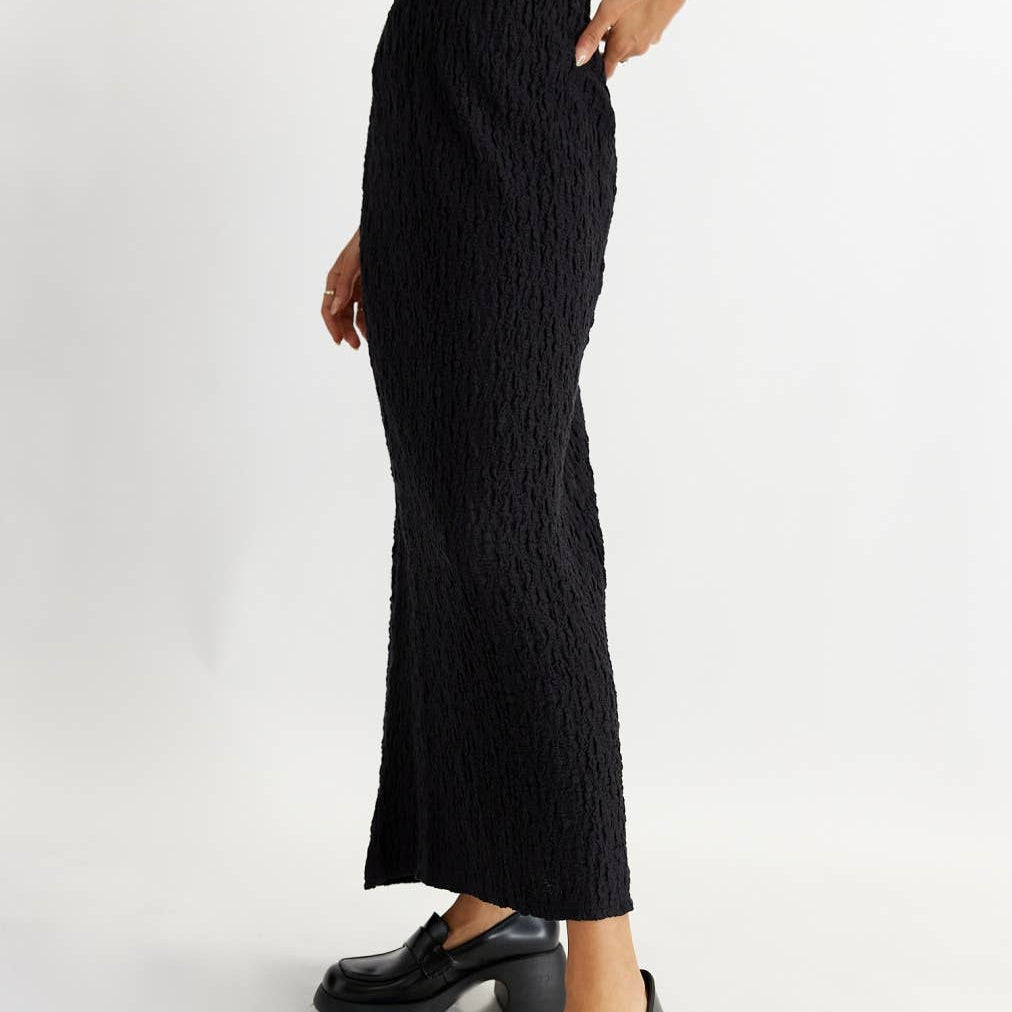 Textured Maxi Skirt with Back Slit