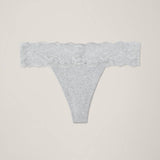 Light Heather Grey Women's Lace Waist Thong