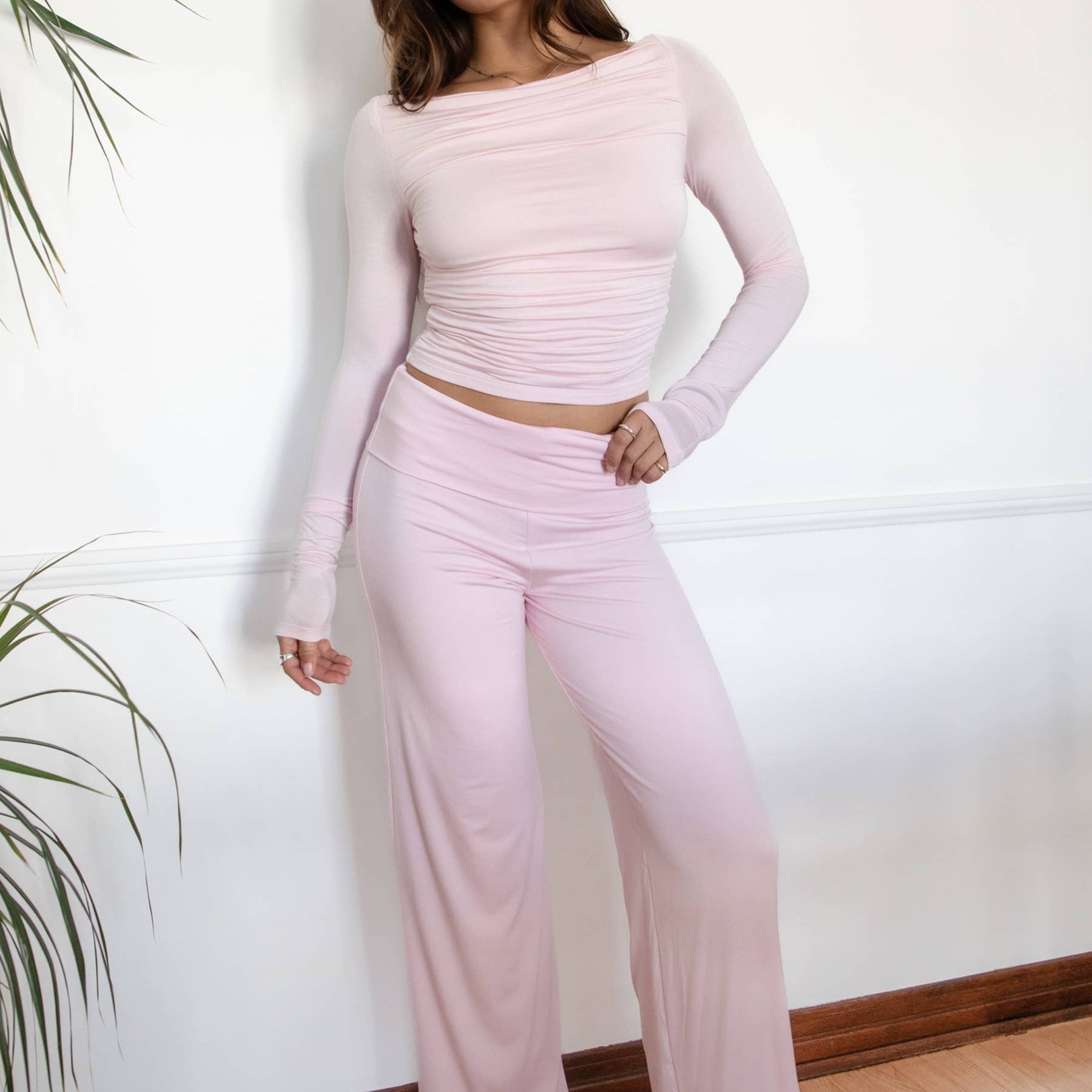 SORA Fold Over Straight Leg Leggings Casual Lounge Pants