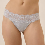 Light Heather Grey Women's Lace Waist Thong