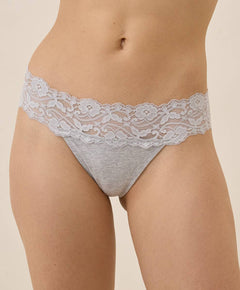 Light Heather Grey Women's Lace Waist Thong