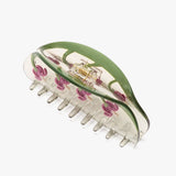 Bleeding Heart Long Claw - Acetate Red Floral Hair Clip