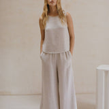 Linen Grey Wide Leg Pants