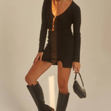 Black Cardigan and Mini Skirt Set