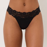 Black Women's Lace Waist Thong