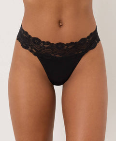 Black Women's Lace Waist Thong
