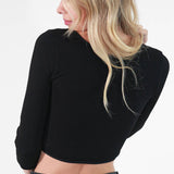 3/4 Sleeve Hem Twist Crop Top