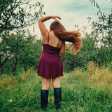 Moonshadow Slip Dress in Hand Dyed Raspberry Pointelle Knit