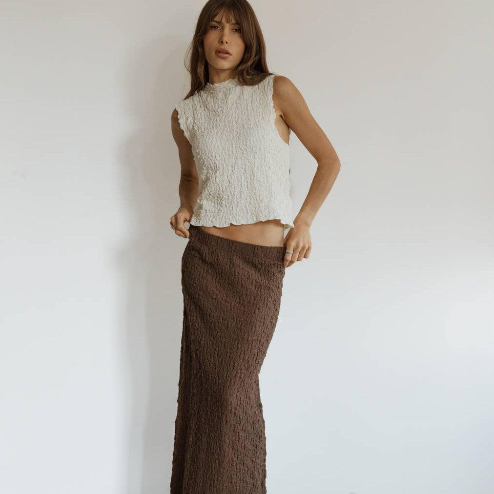 Textured Maxi Skirt with Back Slit