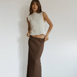 Textured Maxi Skirt with Back Slit