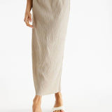 Beige Mid Length Straight Skirt