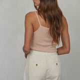 Light Pink Knit Sweater Ribbed Cami Top