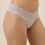 Light Heather Grey Women's Lace Waist Thong