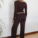 SORA Fold Over Straight Leg Leggings Casual Lounge Pants