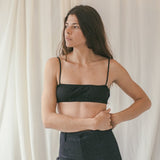Ozma Black silk Noil House Bandeau top with strap SIZE MEDIUM [PRELOVED]