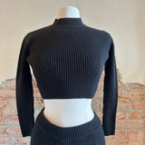 Ozma of California Black  Mock Neck Ribbed Pant Sweater Set SIZE XS [PRELOVED]