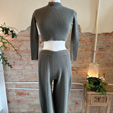 Ozma of California GREEN Mock Neck Ribbed Pant Sweater Set SIZE XS {PRELOVED}