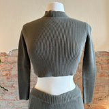 Ozma of California GREEN Mock Neck Ribbed Pant Sweater Set SIZE XS {PRELOVED}
