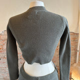 Ozma of California GREEN Mock Neck Ribbed Pant Sweater Set SIZE XS {PRELOVED}