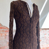 Zara Brown Long Lace Dress  SIZE SMALL *PRELOVED*