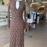 Zara Brown Long Lace Dress  SIZE SMALL *PRELOVED*