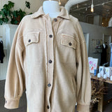 Free People Sable Ruby Shirt Fleece Oversized Button Down Shacket Jacket [XSMALL/PRELOVED]