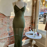 Norma Kamali Low Back Slip Fishtail Gown in Celadon [SIZE MEDIUM/38/GLOVES XS/SM] *PRELOVED