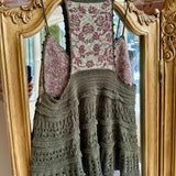 Anthropologie Floral Crochet Babydoll Sweater Tank in Green SIZE XS