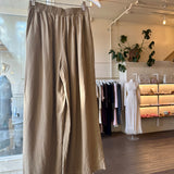 Ozma Georgia Off Shoulder Raw Silk Brown Crop Top (Top SIZE XS) & Ozma Brown Crop Flared Raw Silk Pull on Pants (PANTS SIZE MEDIUM) PRELOVED