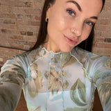 Significant Other Mint Green Jean Mock Neck Midi dress in Floral Print SIZE 4 [PRELOVED]
