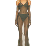 Norma Kamali Low Back Slip Fishtail Gown in Celadon [SIZE MEDIUM/38/GLOVES XS/SM] *PRELOVED
