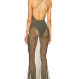 Norma Kamali Low Back Slip Fishtail Gown in Celadon [SIZE MEDIUM/38/GLOVES XS/SM] *PRELOVED