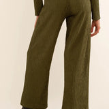 Olive Pleated Straight Leg Pant