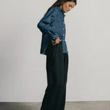 OZMA FIELD PANT Tencel Bull Denim in Ink Black [SIZE SMALL/PRELOVED]