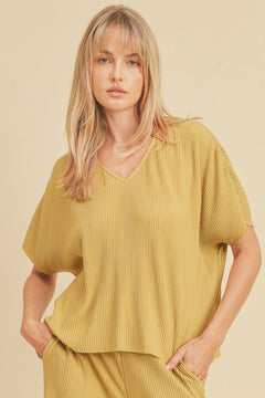 Yellow Ribbed Lounge Top