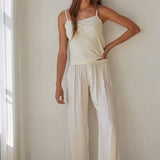 Knit Cotton Jersey Pointelle Floral V-Neck Cami