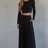 Knit Wide Leg Pants with Pockets