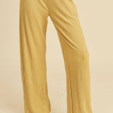 Yellow Ribbed Lounge Bottoms