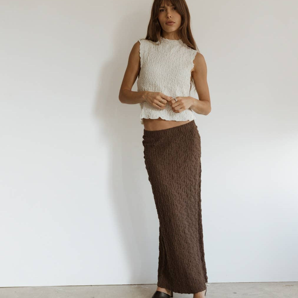 Textured Maxi Skirt with Back Slit