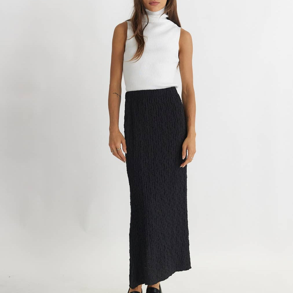 Textured Maxi Skirt with Back Slit