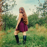 Moonshadow Slip Dress in Hand Dyed Raspberry Pointelle Knit