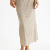 Beige Mid Length Straight Skirt