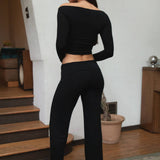 SORA Fold Over Straight Leg Leggings Casual Lounge Pants